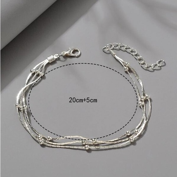 Beaded Layered Silver Tone Fashion Anklet AN03 - Picture 3 of 3
